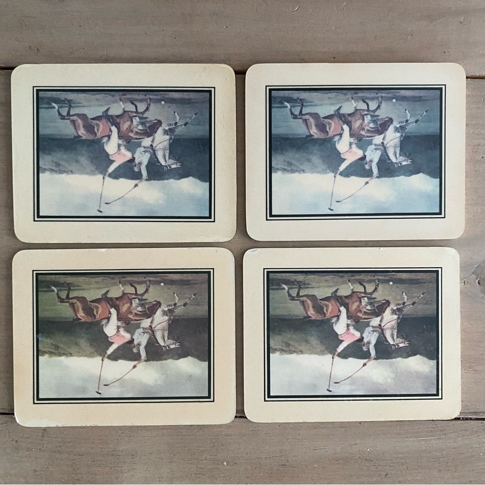 Set of 8 Vintage Polo Players Placemats and Coasters - Picture 13 of 16